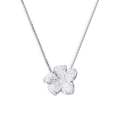 China TRENDY Flower Necklace Stainless Steel CZ Paved Trendy Design Cute Birthday Gifts For Teens Pendants Cheap for sale