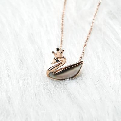 China Romantic Swan Necklaces Pendants Crown Turquoise Shell Charm Dropshipping Jewelery Accessories Stainless Steel for sale