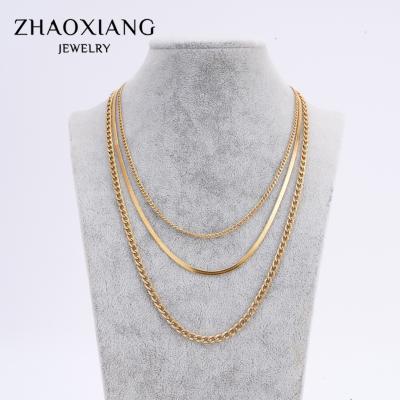 China Multilayer Necklaces Environmental Friendly Chain Choker Necklaces For Women Snake Link Stainless Steel Jewelry 2021 for sale