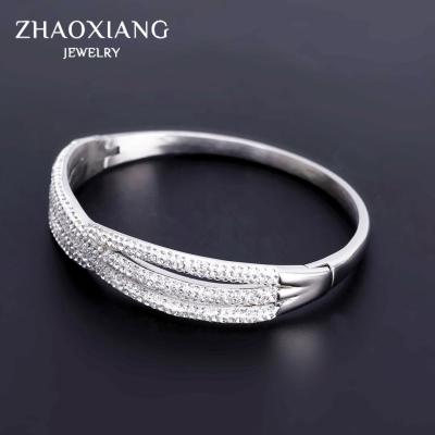 China FASHIONABLE Bangles Bracelets For Women 3A+ Zircon Paved Charms Jewelry Stainless Steel Wrist Bracelets for sale