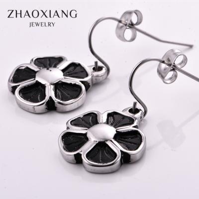 China Wholesale Fashion SJ80001 Cheap Wholesale Black Flower Stainless Steel Nigerian Jewelry Sets for sale