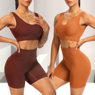 China Women Yoga Set Workout Sportswear Breathable Seamless Gym Clothes Fitness Butt Yoga Pants Waist Gaiters Sports Lifting Suit Top for sale