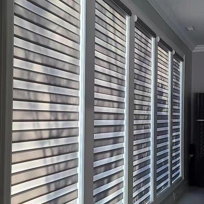 China Wholesale Customized Modern Zebra Horizontal Roller Blinds Polyester Fabric Manual Control Curtain Shading Effect Applied To Shutters for sale