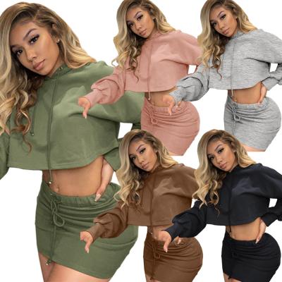 China Wholesale Fashion QUICK-DRY Casual Women's Hoodie Autumn New Arrival Long Sleeve Two-Piece Short Skirt for sale