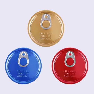 China Non Spill Juice Can Lid Custom Manufacture Aluminum Easy Pull Cover 211 Open End Beverage Can Lid Blue OEM RPT for sale