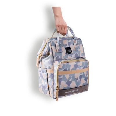 China High Quality Camouflage Print Waterproof Diaper Bag For Mommy Nappy Backpack Baby Diaper Bag Fashion Carry Baby Bag for sale