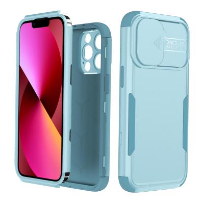 China Shockproof For Iphone 13 Pro Phone Shockproof PC Tpu Mobile Cell Phone Case With Slide Push Camera Protection for sale