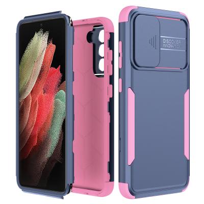 China Newest Tpu Shockproof PC Anti Shock Scratch Proof Slide Camera Hybrid Protective Mobile Phone Case For Samsung S21FE for sale