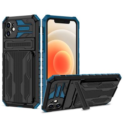 China New Arrival Business Card Holder Shockproof Case For iPhone 11 12 13 Pro Max Kickstand Phone Case for sale