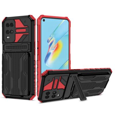 China Anti-gravity Armor Case For Oppo A54 A74 Card Holder ID Card Holder Shockproof Wallet Gentlemen Phone Case for sale