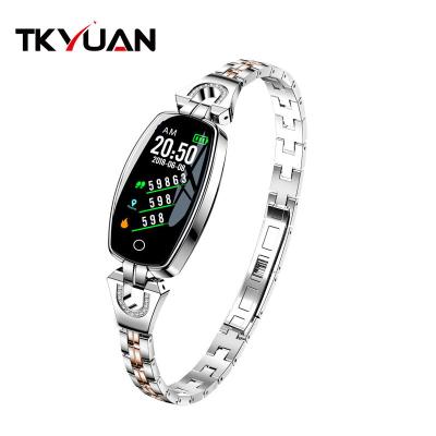 China New Touch Screen 2020 Smart Watch H8 Waterproof Elegant Women Lady Model With Metal Band Strap for sale