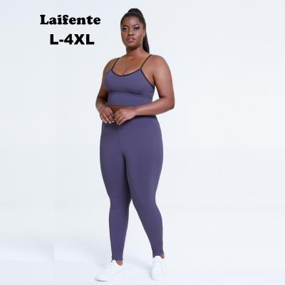 China Breathable XXXXL Custom Logo Women Plus Size Two Piece Activewear Women Sports Bra Yoga Set Fitness Workout Sets Tracksuit For Fat Lady for sale