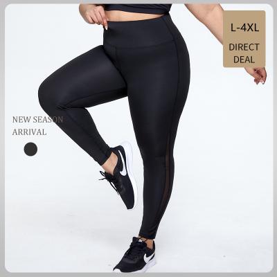 China Dropship Plus Size Women Breathable Mesh Patchwork Yoga Leggings XXXXL Quick Dry Fitness Yoga Pants High Leg Gaiters For Fat Lady for sale