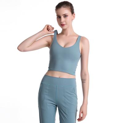 China QUICK DRY Solid Color Sports Tank Top Workout Sleeveless Shirts Women Exercise Running Crop Tops Active Gym Tops for sale