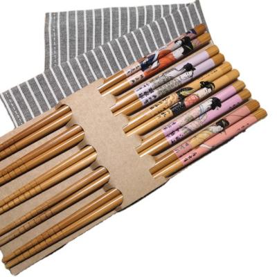 China Sustainable Customized Household Carbonized Transfer Chopsticks Reusable Bamboo Bamboo Chopsticks Japanese Chopsticks for sale