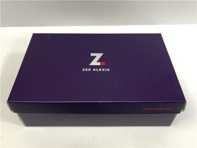 China Dark Purple Printed Shoe Boxes , Large Cardboard Boxes For Shoes With Lids for sale