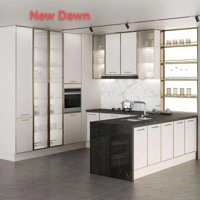 China 2022 Modern New Design Modern PVC White Wooden Sideboard With Complete Kitchen Island Furniture for sale