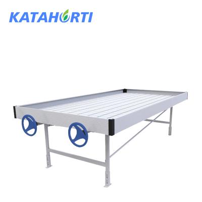 China Greenhouse Seedling Growing Multi Layer Grow Trays Rolling Bench Plants Growing Movable Rolling Bench for sale