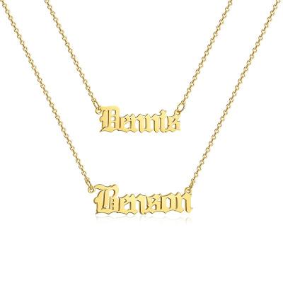 China LUOXIN FASHIONABLE High Quality 18K Gold Plated Stainless Steel Letter Multi Layer Custom Name Necklace for sale