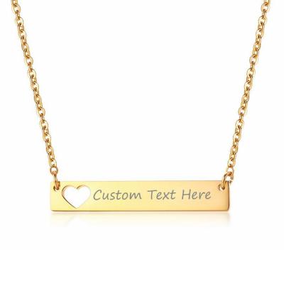 China FASHIONABLE LUOXIN personalized heart custom bar nameplate pendant necklace for gift for sale