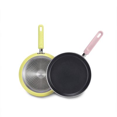 China Durable High Quality Aluminum Alloy Stick Non Coating Flat Griddle Frying Bakelite Handle Skillet Pan for sale