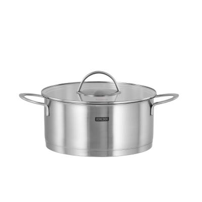 China Durable 304 Stainless Steel Matte Outdoor Soup Pot Casserole With Tempered Glass Lid for sale