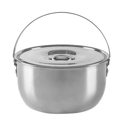 China Sustainable 304 Stainless Steel Camping Pot High Quality Outdoor Cookware for sale