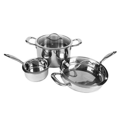 China Sustainable 6 Pieces Classic 304 Stainless Steel Cookware Set With Polished Surface Inox Pan for sale