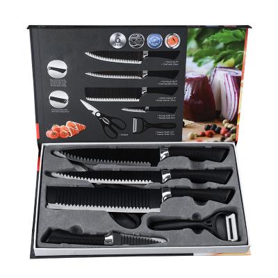 China Sustainable Kitchen Knives Set Scissors Vegetable Fruit Peeler Sharp Nonstick Stainless Steel Knife 6pc Set for sale