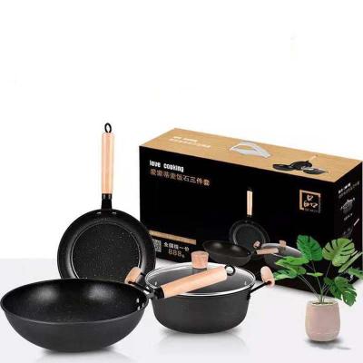 China Stocked Cookware Sets Nonstick Pots And Pans Set Nonstick Cookware Cooking Set Granite Cookware for sale