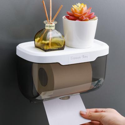 China Modern Self-adhesive Holder Box Wall Mounted Toilet Paper Tissue Holder Tissue Paper Roll Roll Napkin Holder Box Wall Mounted for sale