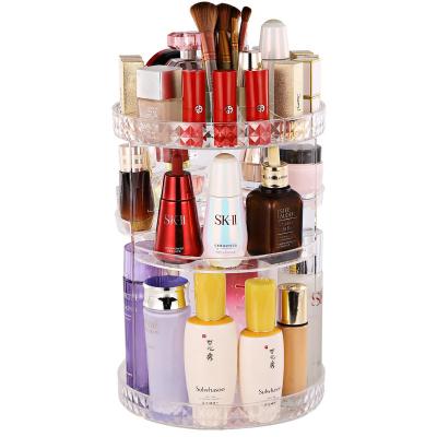 China 360 Degree Rotating Acrylic Cosmetic Storage Box 360 Rotating Adjustable Rotating Makeup Organizer for sale