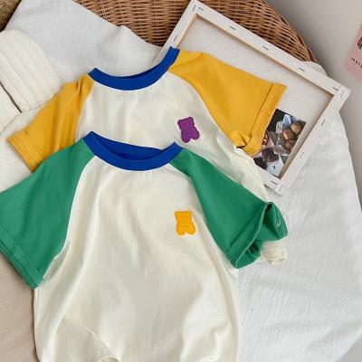 China Toddler T-shirt Summer Bear Kids Short Sleeve Crewneck Daily Wear Anti-Shrink Cotton Tops Pullover Shirt for sale