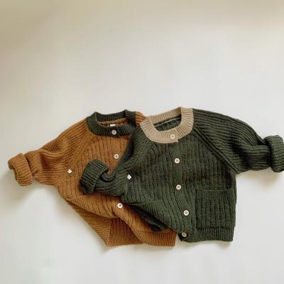 China 2022 New Korean Children's Clothing Contrast Color Mohair Boy Girl Cardigan Toddler Wool Children's Cardigan Sweater Anti-shrink for sale