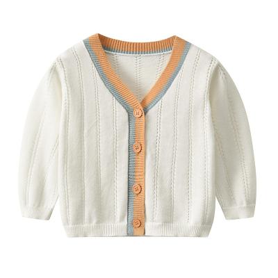 China Autumn Thin Knitwear Baby Spring Anti-wrinkle Long Sleeve V-Neck Cardigan Cotton Sweater Cardigan for sale