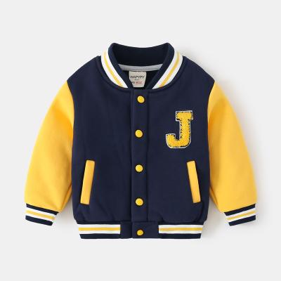 China Casual Toddler Boys Varsity Jacket Baby Letter Embroidered Sweater Boys Fleece Zipper Jacket Children Autumn Winter Anti Shrink Top Jacket for sale