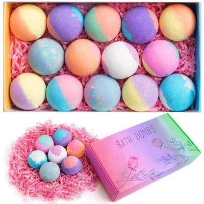 China Enhance Aging Colorful Bath Salt Ball Essential Oils Sparkle Fun Rose Bath Bombs Gift Set Aromatherapy Skin Bubble Flower Fizzy for sale