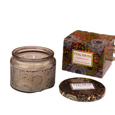 China 2021 New Trendy Home Decoration Glass Jar Candles Luxury Scented Candles Private Label Scented Candles for sale