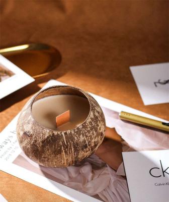 China Other Handmade Organic Natural Coconut Shell Wooden Wick Scented Candle Custom Private Label Soy Wax for sale