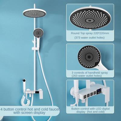 China With Slide Bar Digital display white four speed keyhot and cold shower set booster shower rain shower set household for sale