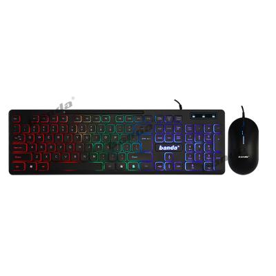 China Play and Plug Gaming Set Good Quality KM66 Led Combo Gaming Keyboard Lightweight Cable Mouse for sale