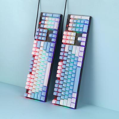 China Best Price Plug and Play Mechanical Keyboard 104 Keys Backlit Gaming Keyboards 5 Color Single RGB Mechanical Keyboard For Computer PC Gamer for sale