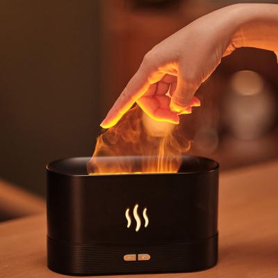 China Amazon Promotion Sales 180ml 3D Outdoor Fire Warm Air Diffuser Essential Oil Aroma Flame Cool Mist Flame Humidifier for sale