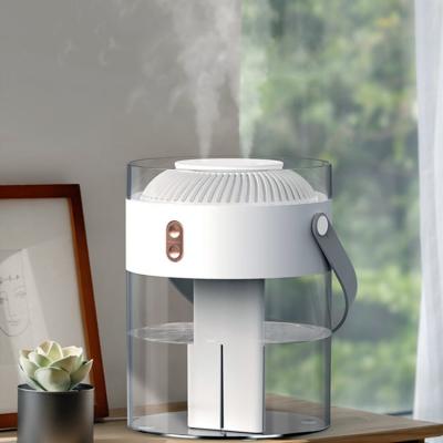 China 7 Colors Night Light Home Appliances 2.6L Home Simple Design Desktop Bucket Spout Double Spray Personal Space Air Humidifier for sale