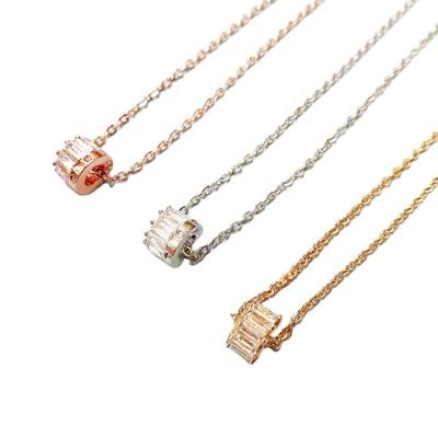 China JML new design FASHIONABLE platinum-plated trapezoidal zircon shiny gold plated rose gold fashion pendant copper dating ladies necklaces for sale