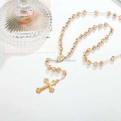 China Religious Virgin Mary Necklaces Ankh Style Necklace Rosary Necklace Gilded Christian Jewelry for sale