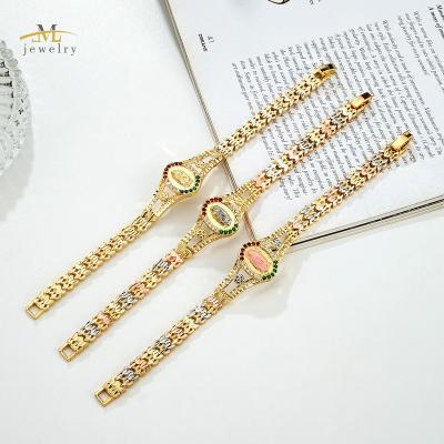 China China JML Religious Colorful Zircon Virgin Plating Three-color Classic Religious Bracelet for sale