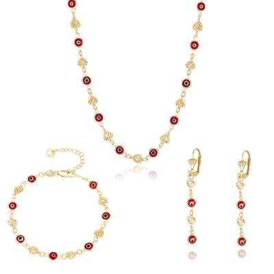 China FASHIONABLE New Style Evil Red Eye Jewelry Set Couples Jewelry Including Necklace Earring Bracelet Stretching Summer Jewelry Set for sale