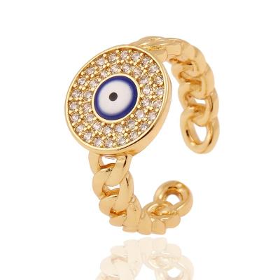 China High quality factory direct sale fashion jewelry round evil eye niche women's open ring new design for sale