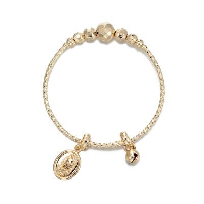 China CLASSIC Custom Baby Gold Kids Bangles Push-Up Gold Plated Adjustable Pearl Bangle Jewelry For Women for sale